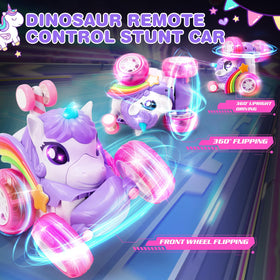 RUIDYA Unicorn RC car plays music while racing for added fun.