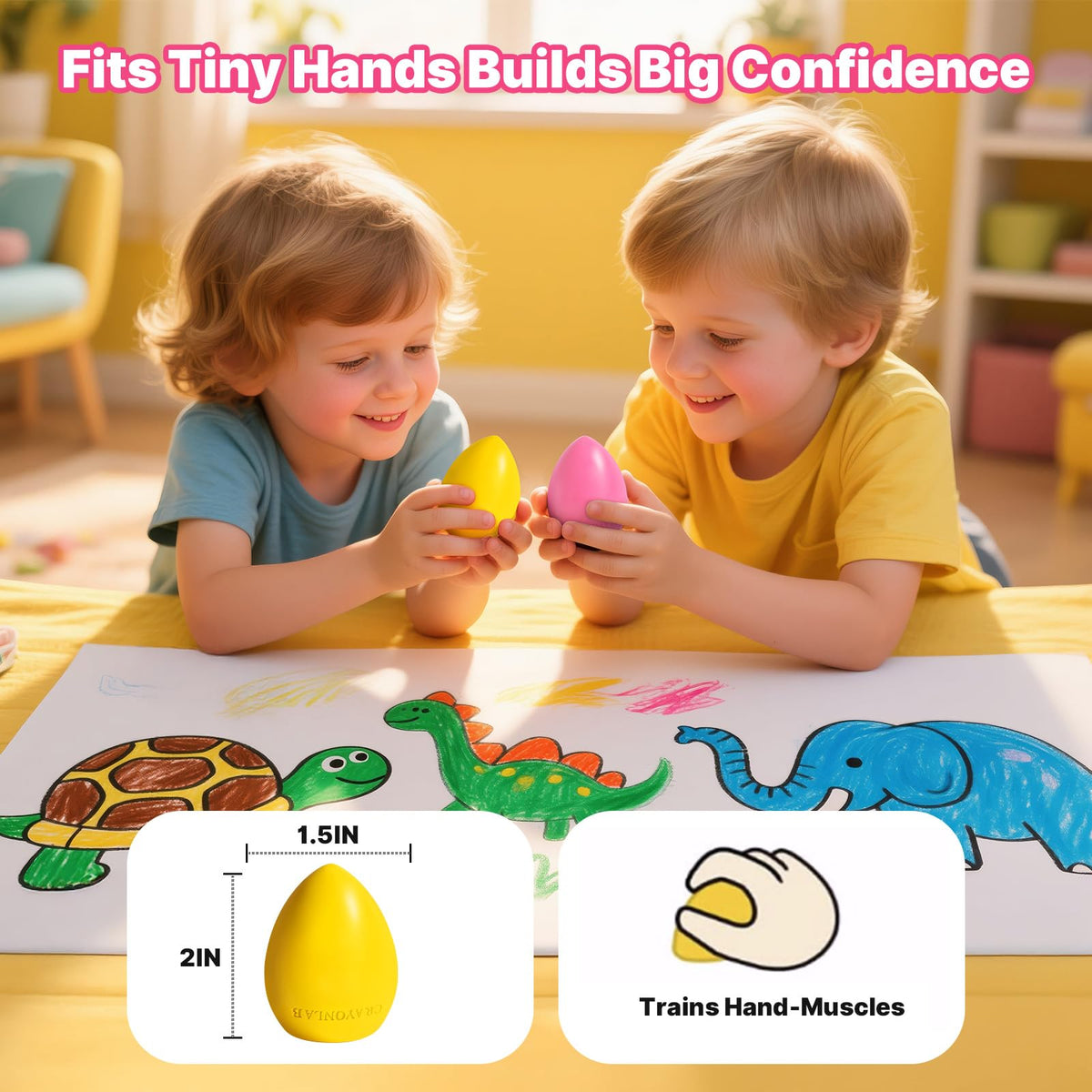 RuiHawk dual-tip egg crayons for detailed lines and bold fills