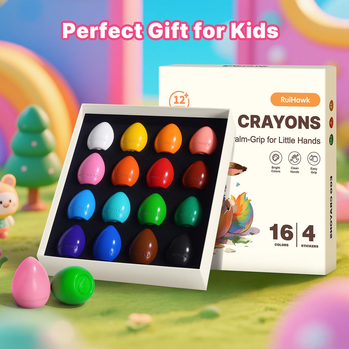 RuiHawk toddler art time joy with engaging egg crayons