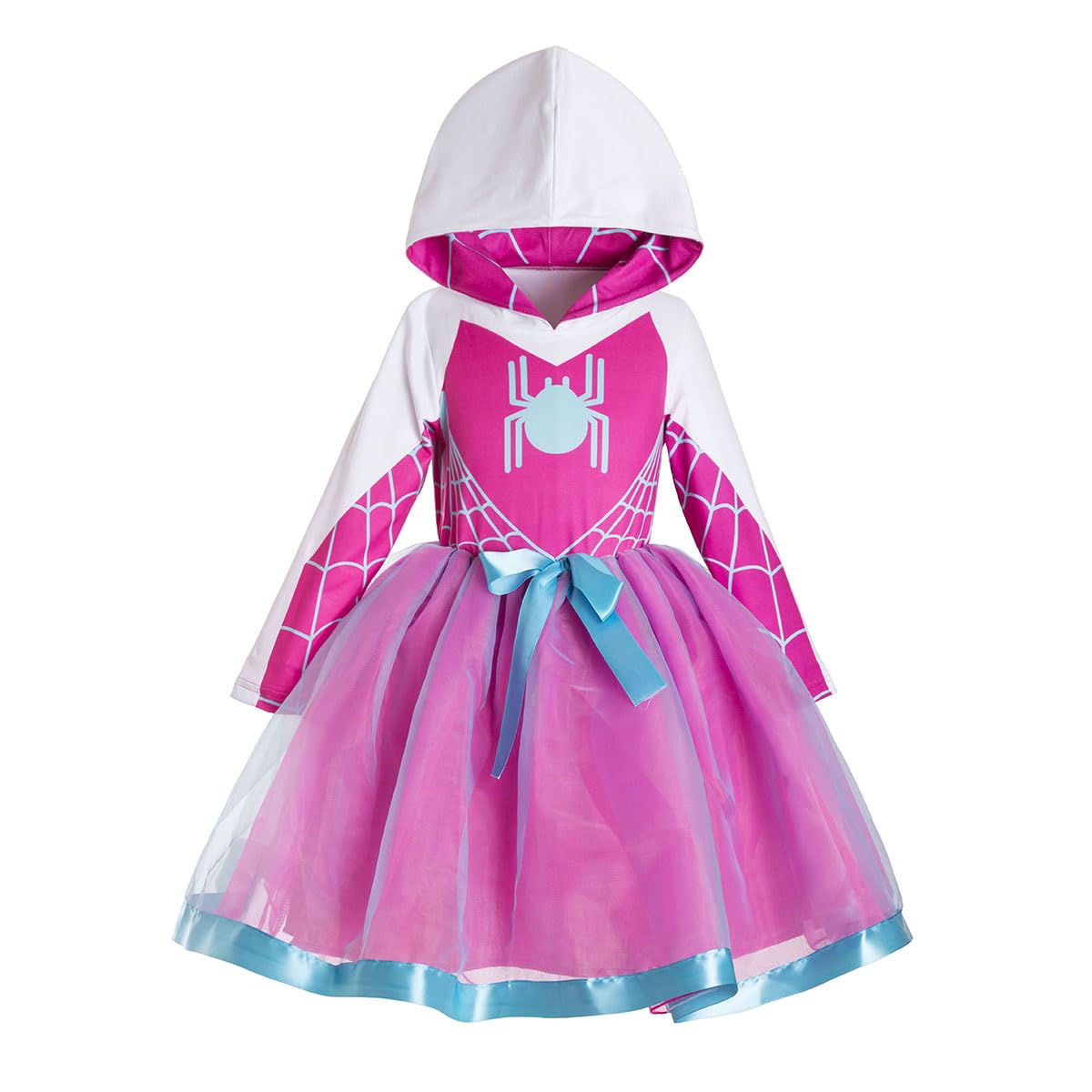 Ruikajia girls bat spider web dress front view highlights tutu layers for twirl-worthy movement.