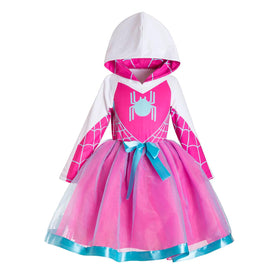 Ruikajia girls bat spider web tulle dress, pink tutu perfect for Halloween costumes.