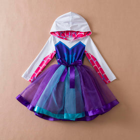 Ruikajia girls cosplay dress with Spider Ghost hoodie, back view for dramatic costume reveal