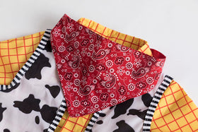 Ruikajia multicolored Woody shirt highlights vibrant design for birthday parties and photo shoots.