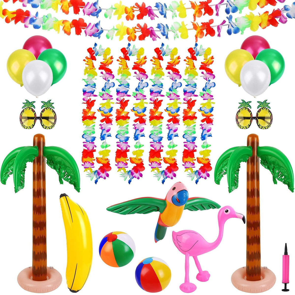 Ruisita palm-tree fringe decor adds vibrant luau flair to poolside events.