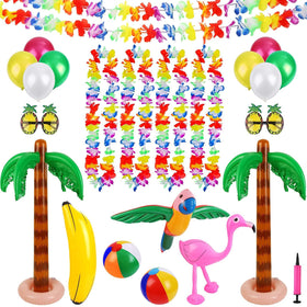 Ruisita palm-tree fringe decor adds vibrant luau flair to poolside events.