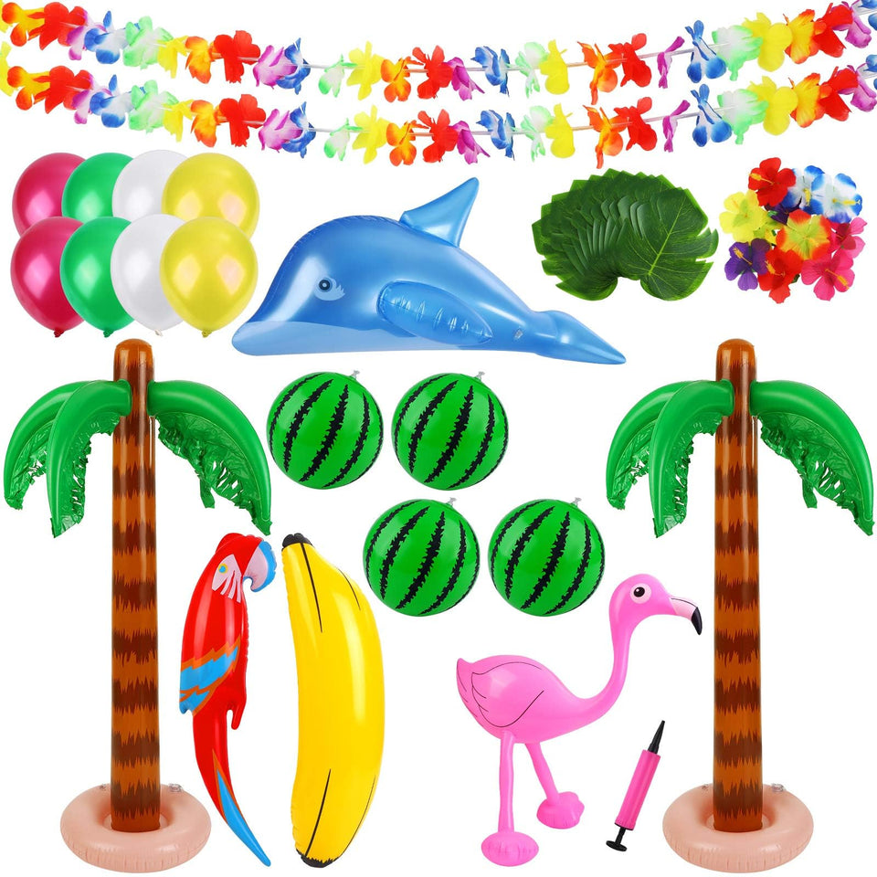 Ruisita palm trees luau setup for vibrant outdoor party decor.