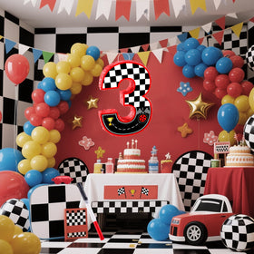 RUISUER black-and-white checkered pinata design ideal for race-themed parties