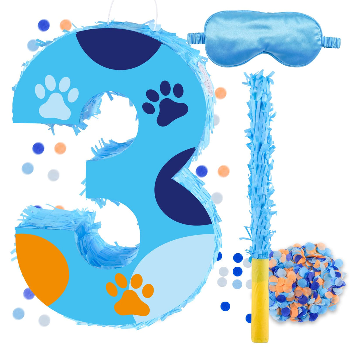 RUISUER dog paw pinata number 3 hanging for party decor and interactive fun.