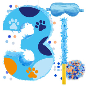 RUISUER dog paw pinata number 3 hanging for party decor and interactive fun.