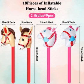 RUIYELE inflatable stick horse brown head on a stick for outdoor games and fun.