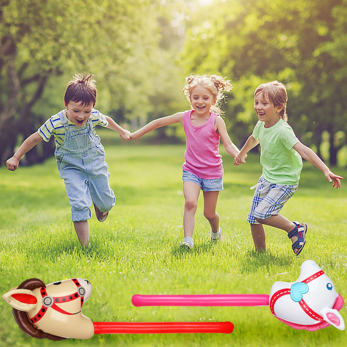RUIYELE 95cm inflatable horse sticks suit indoor playgrounds and outdoor parties.