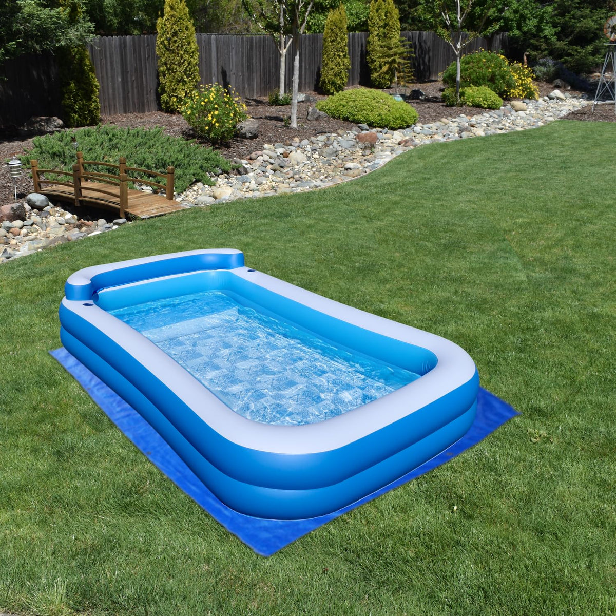 Rukala inflatable pool in use, showcasing spacious 10x6 footprint for family fun.