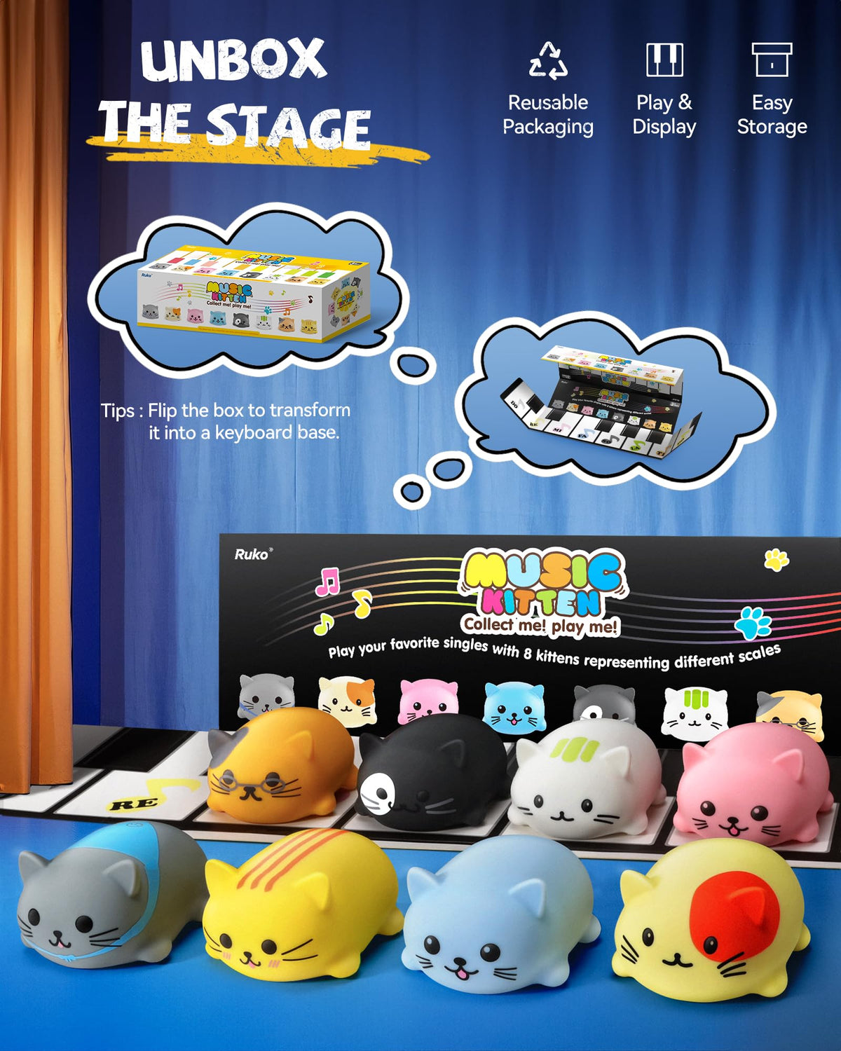 Ruko 1701 cute kittens produce melodies for early music exploration