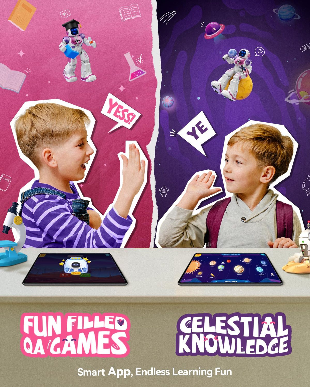 Ruko 6088 LED faces provide expressive feedback during play