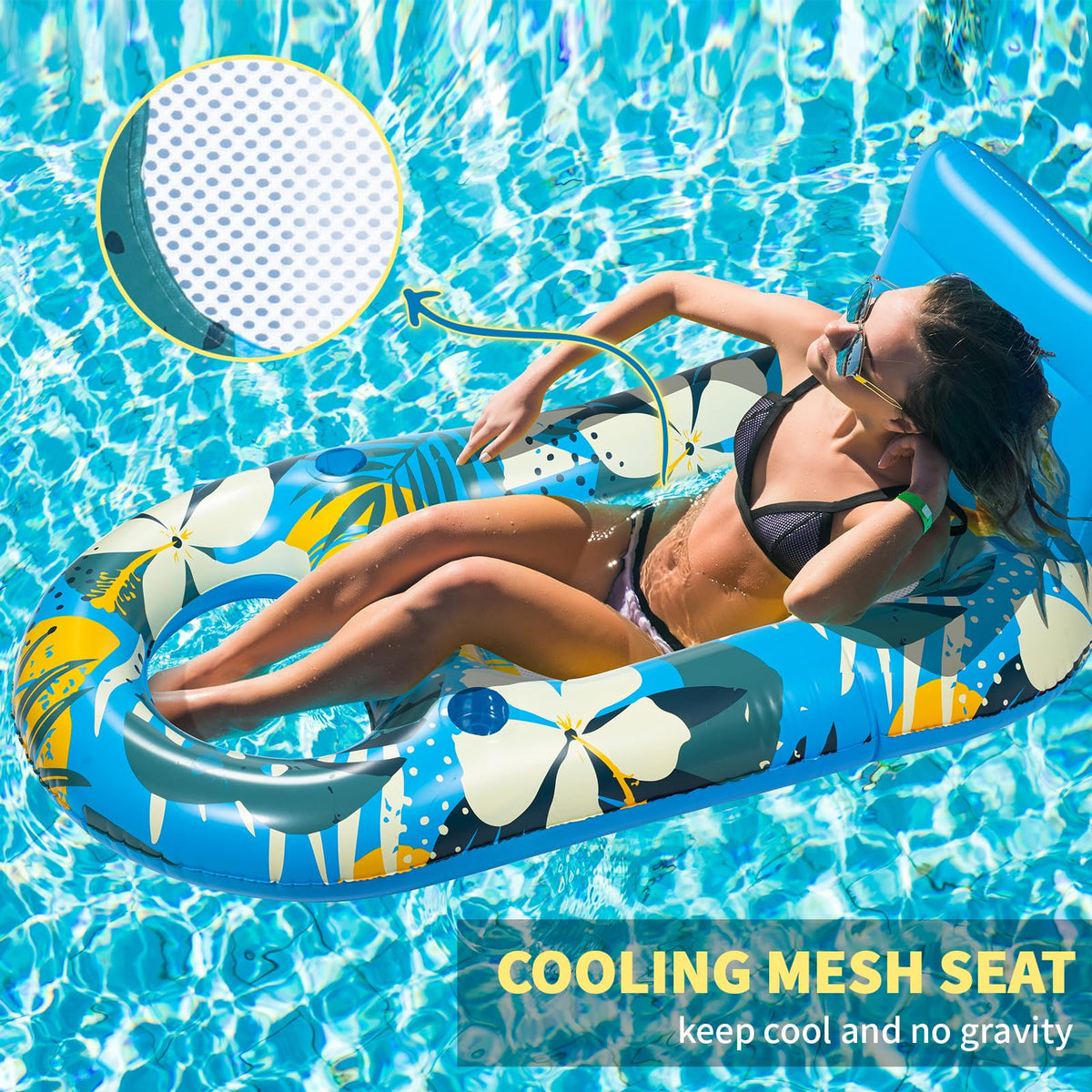 RULBAS pool float mesh seating stays cool while you float