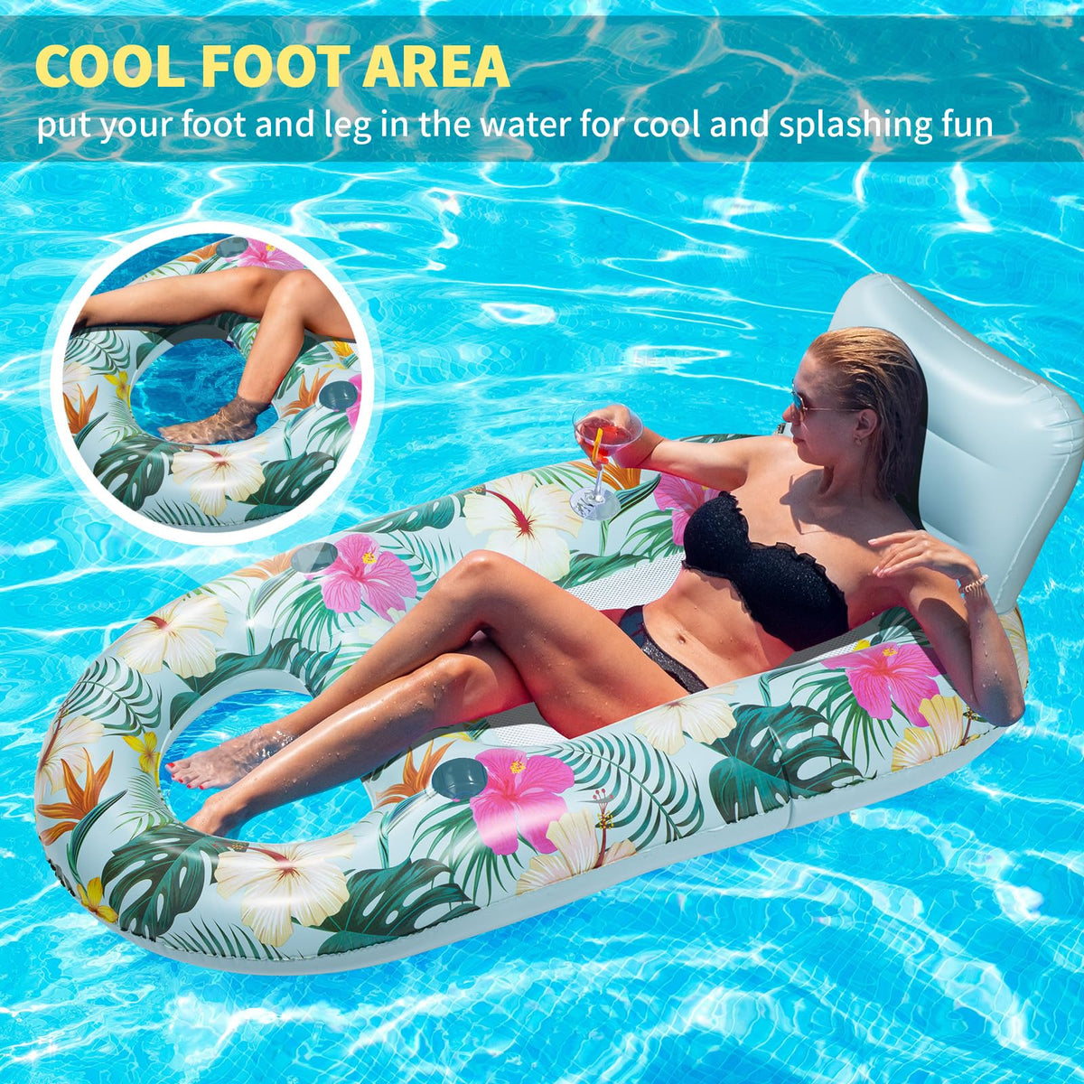 RULBAS pool float with two cup holders keeps drinks within easy reach.