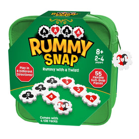 Rummy Snap tile racks neatly organize a tabletop layout.