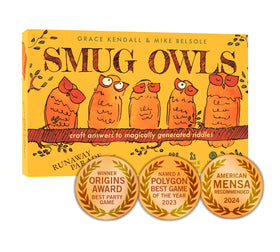 Runaway Parade Games Smug Owls card game cover, inviting lively game night fun for everyone.