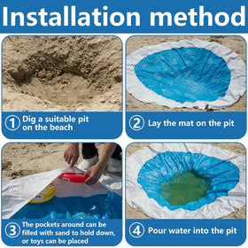 RunNico pool with peripheral pockets for sand and toys, adds stability.