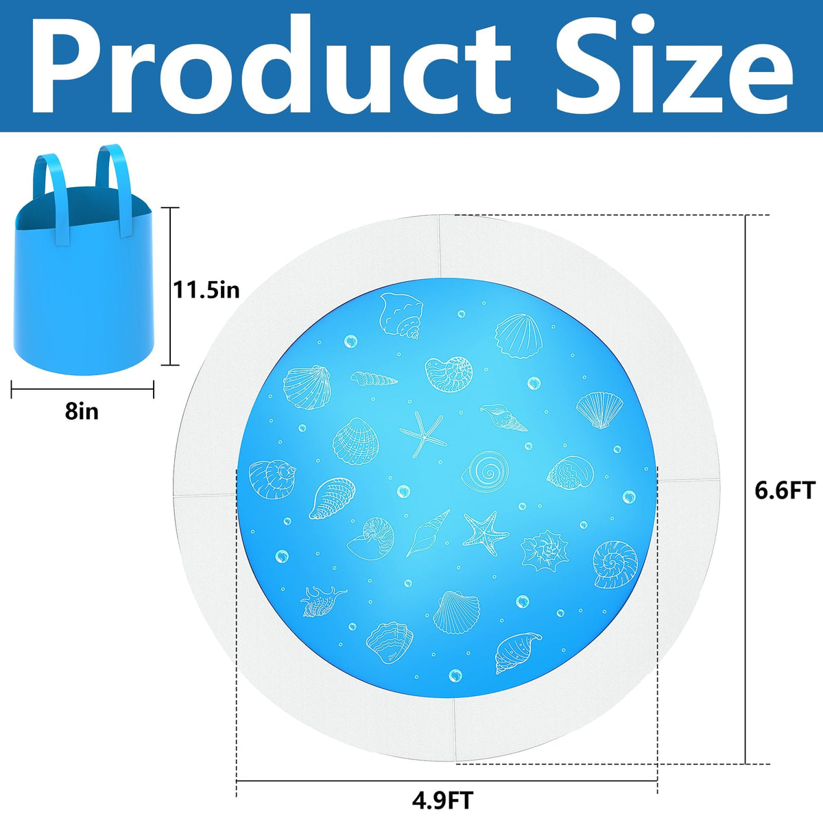 RunNico six-point-five-foot diameter pool with water-filled center creates a spacious play area.