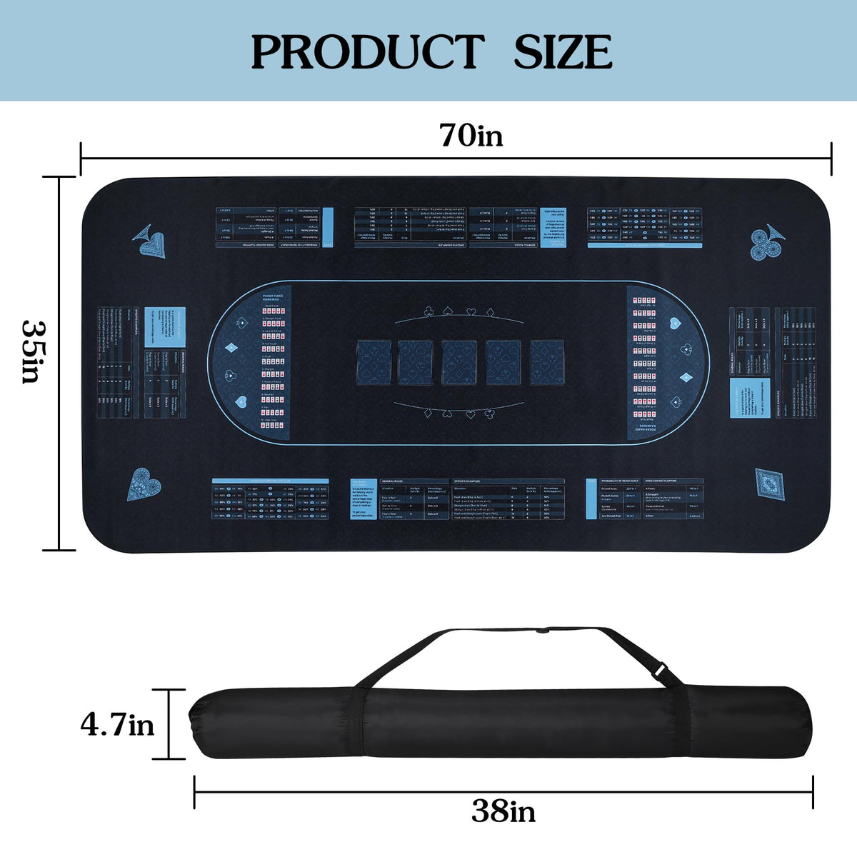 RUNNING HOT foldable poker mat with carry bag for travel