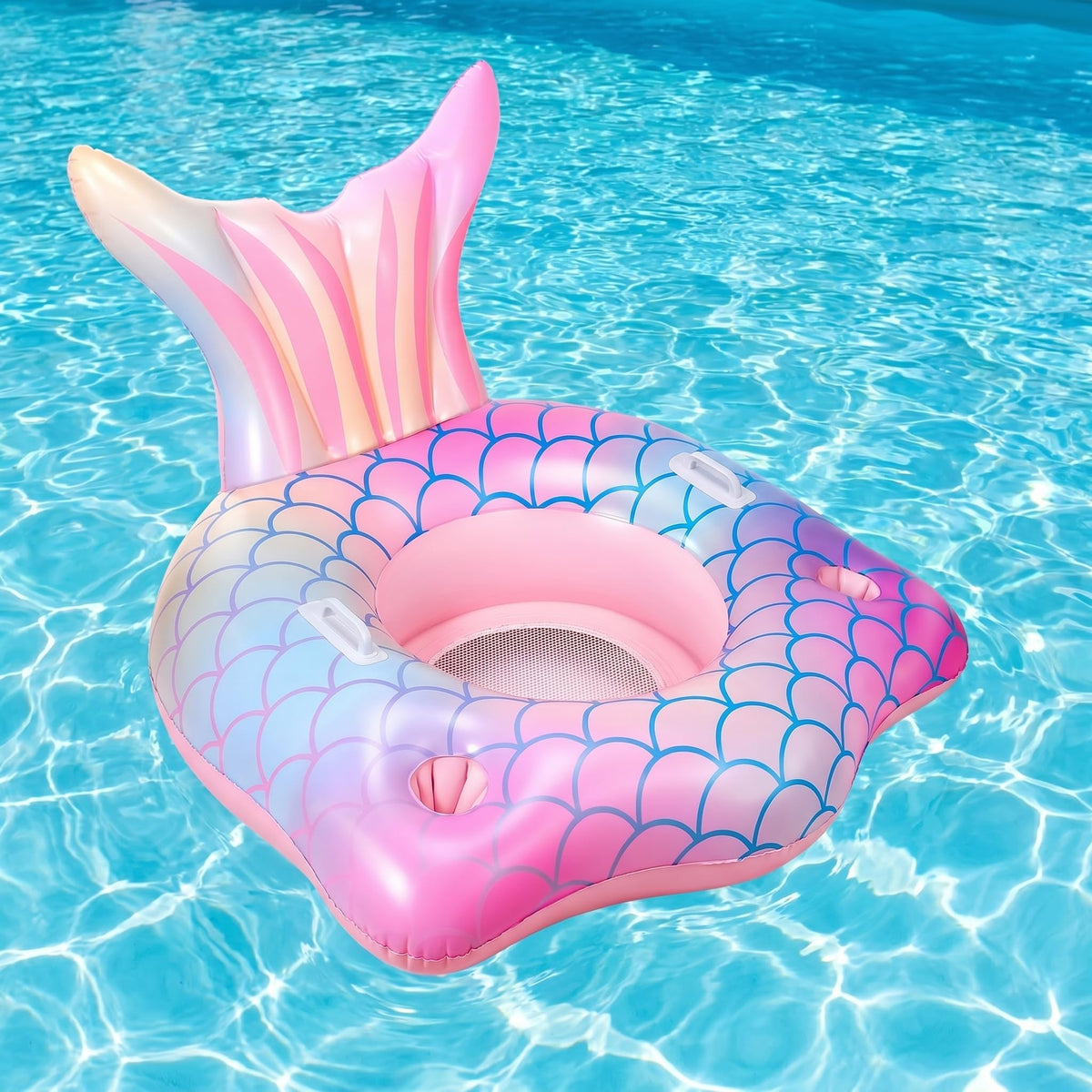 Runpon durable PVC material for buoyant stability and lasting fun.