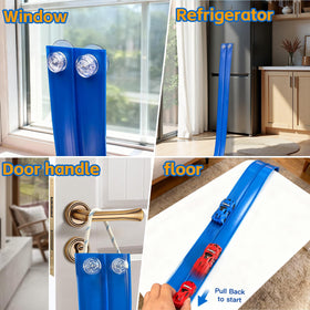 RuoKmaxx gravity ramp with strong suction cups on glass.