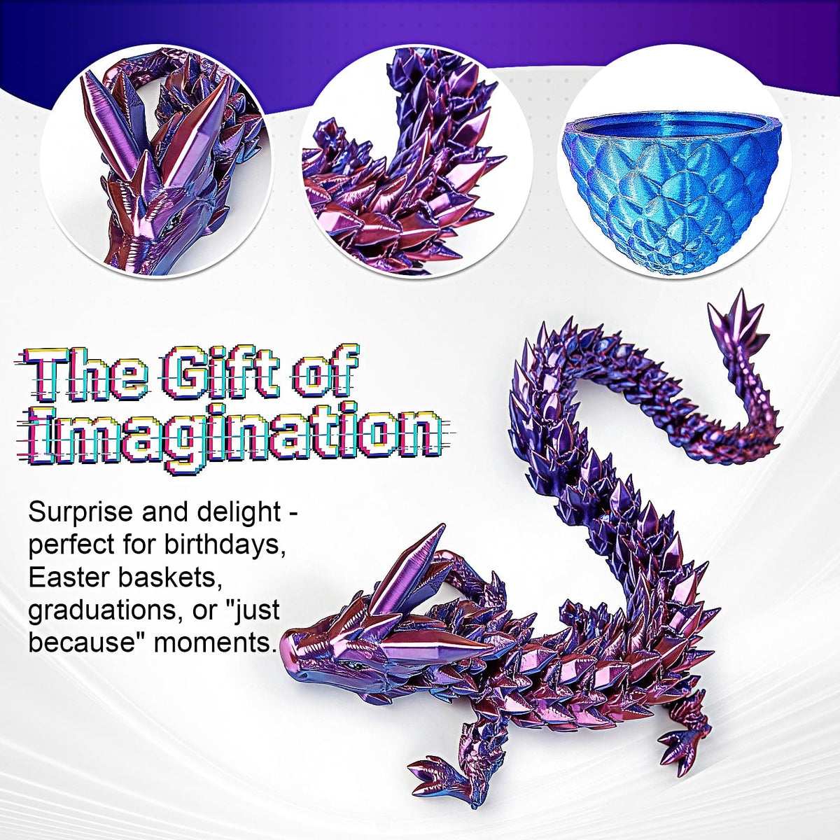 RURING dragon fidget toy with textured scales for desk relief