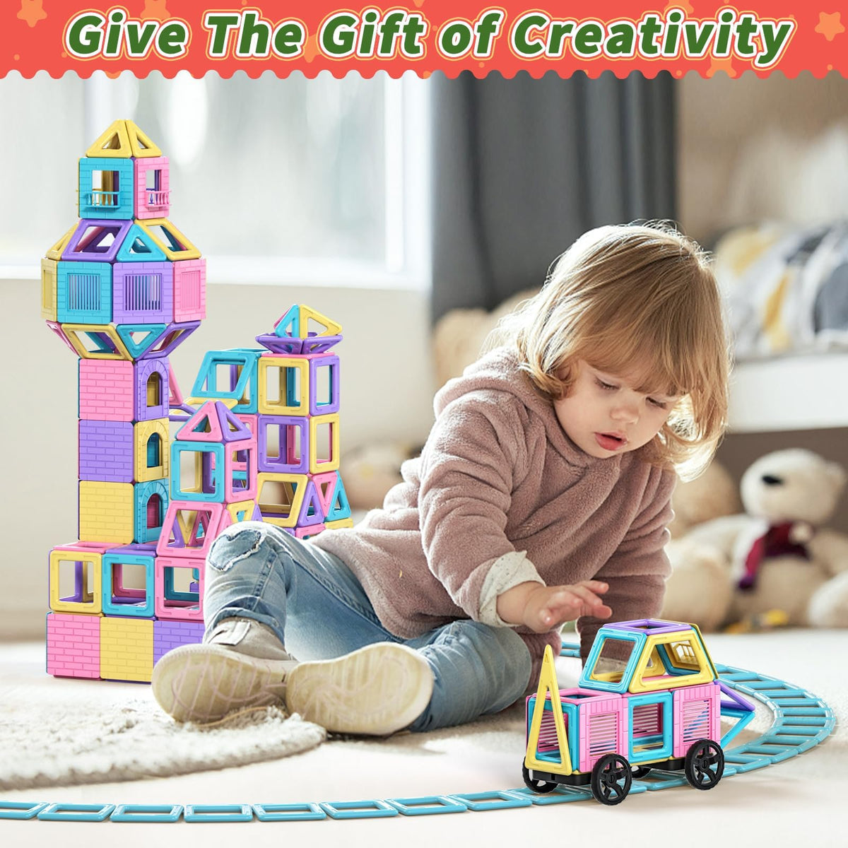 Rurvale magnetic tiles embed magnets and safe edges for kid-friendly use.