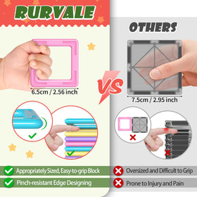 Rurvale magnetic tiles multicolor shapes highlight vibrant colors for creative STEM play.