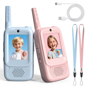 Rush Deer video walkie talkies for kids blue front view, easy handheld use for indoors and outdoors