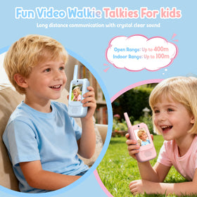 Rush Deer video walkie talkies blue side view shows compact grip for active play