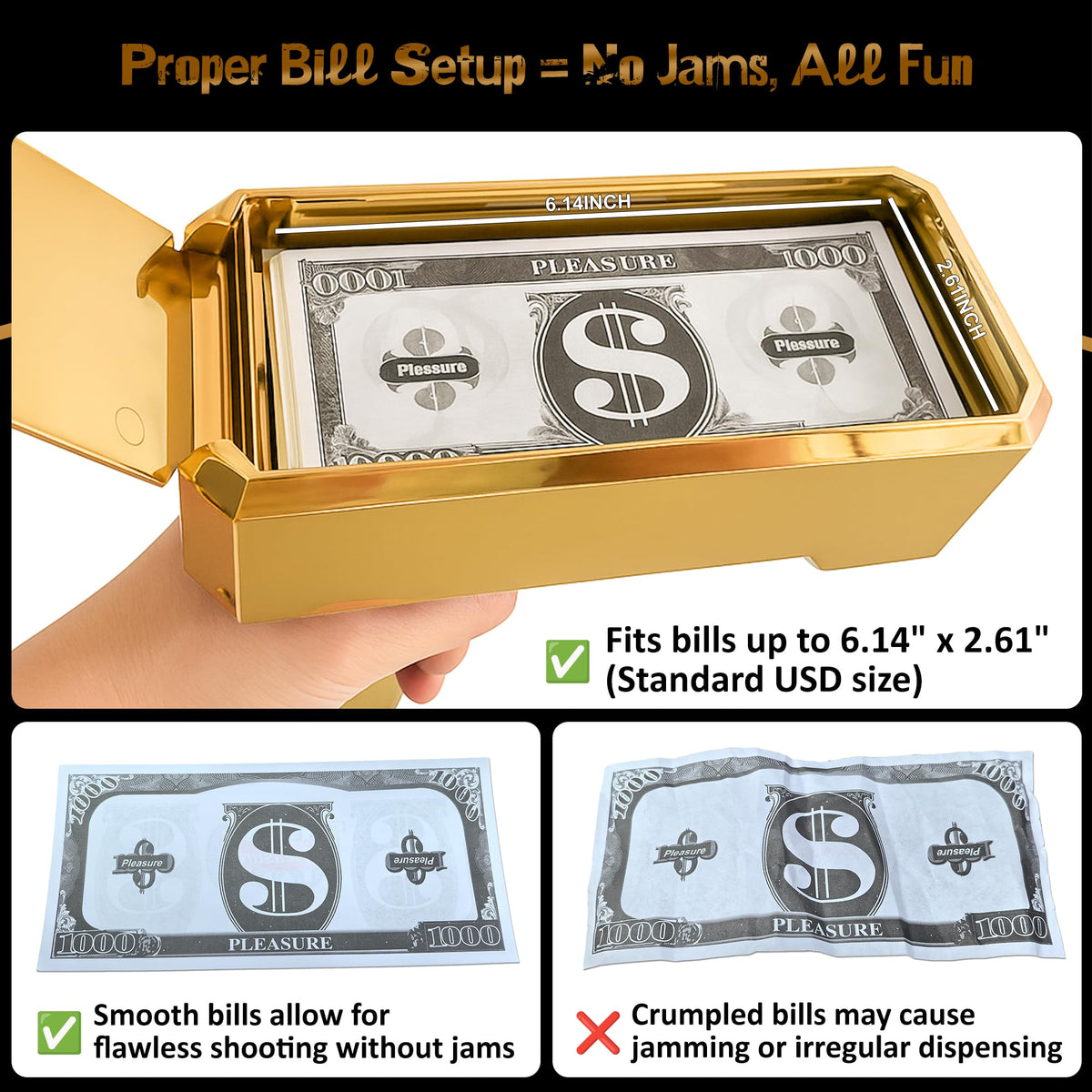 RUVINCE money gun capacity up to 151 props for dramatic cash rain moments