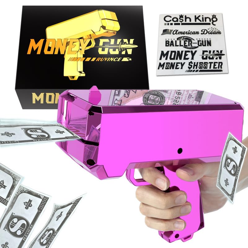 RUVINCE Money Gun in action shows realistic prop effect for movies and parties.