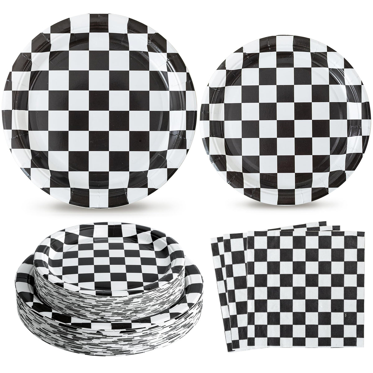RVXHUA 9-inch checkered plates for bold party impact.