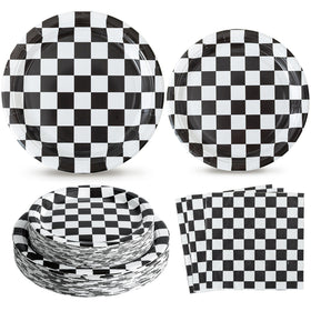 RVXHUA 9-inch checkered plates for bold party impact.