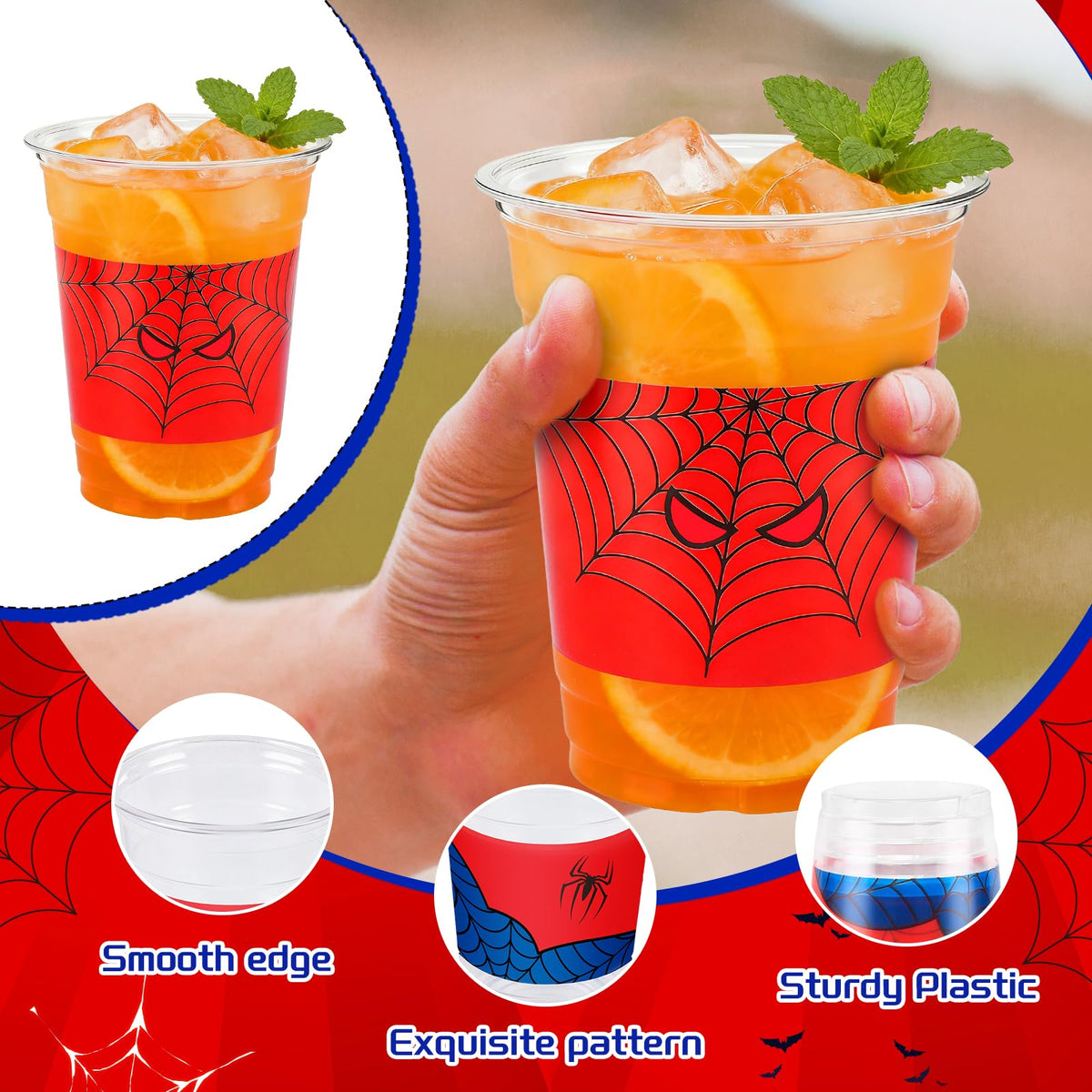 RXLWYUNLAE stack of disposable plastic spider web cups