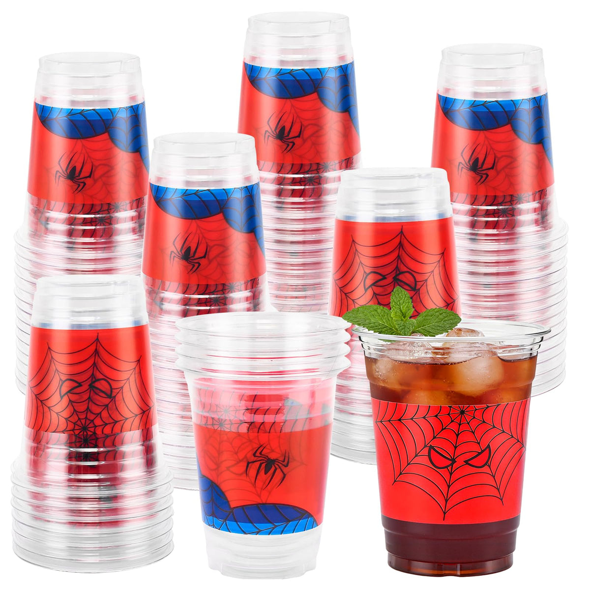 RXLWYUNLAE 12oz clear spider web cups for cold drinks at gatherings