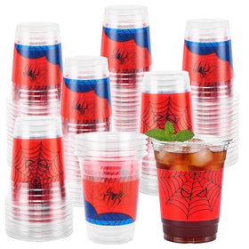 RXLWYUNLAE 12oz clear spider web cups for cold drinks at gatherings