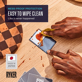 Ryker crystal-clear front preserves readability of card faces.