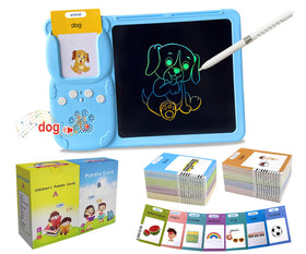 Rylai flash cards with drawing tablet for interactive word learning.