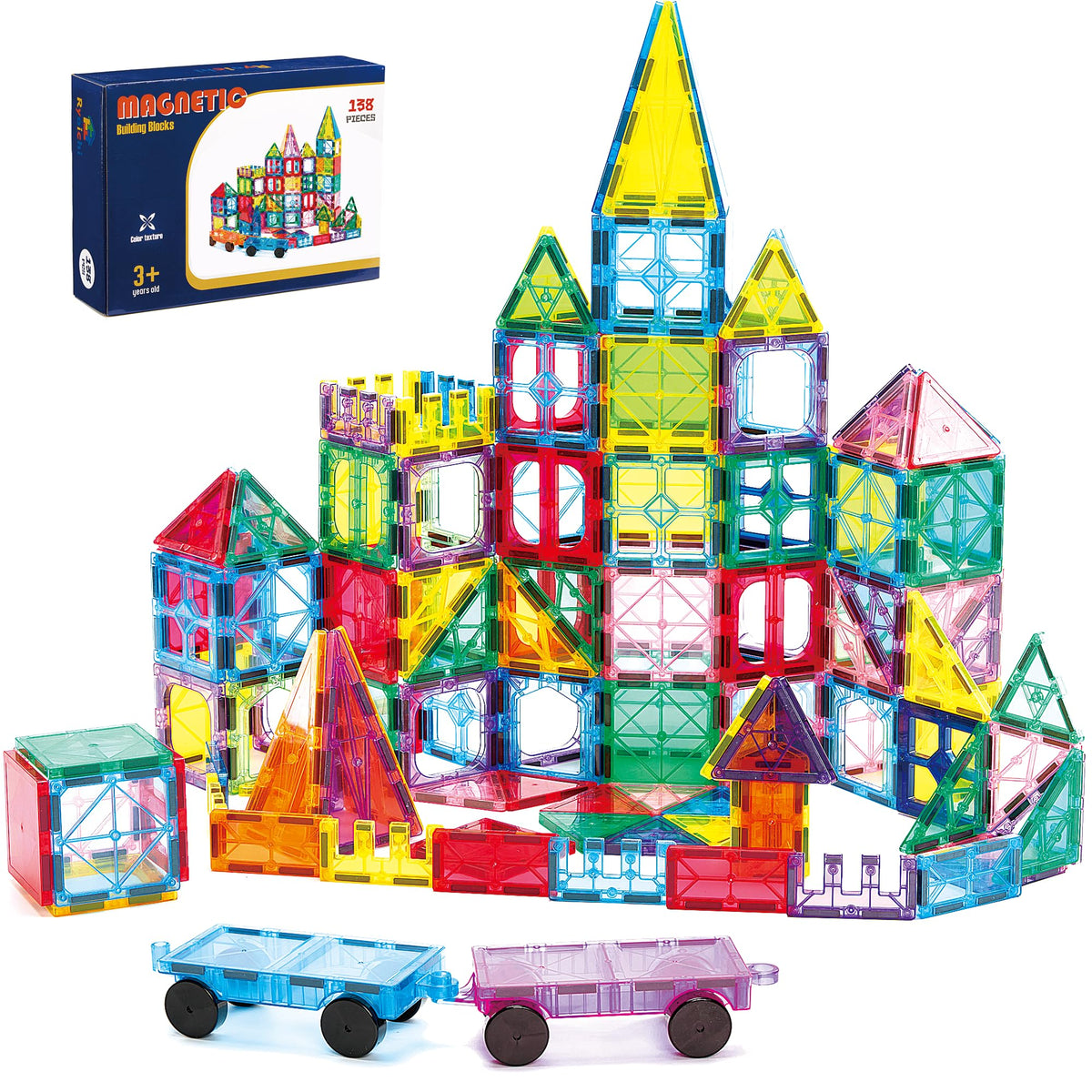 Ryoichi magnetic tiles set with 138 pieces enables open-ended creativity and learning