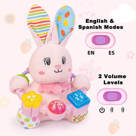 Ryotagift baby bunny toy with two teether rings great for on-the-go use.