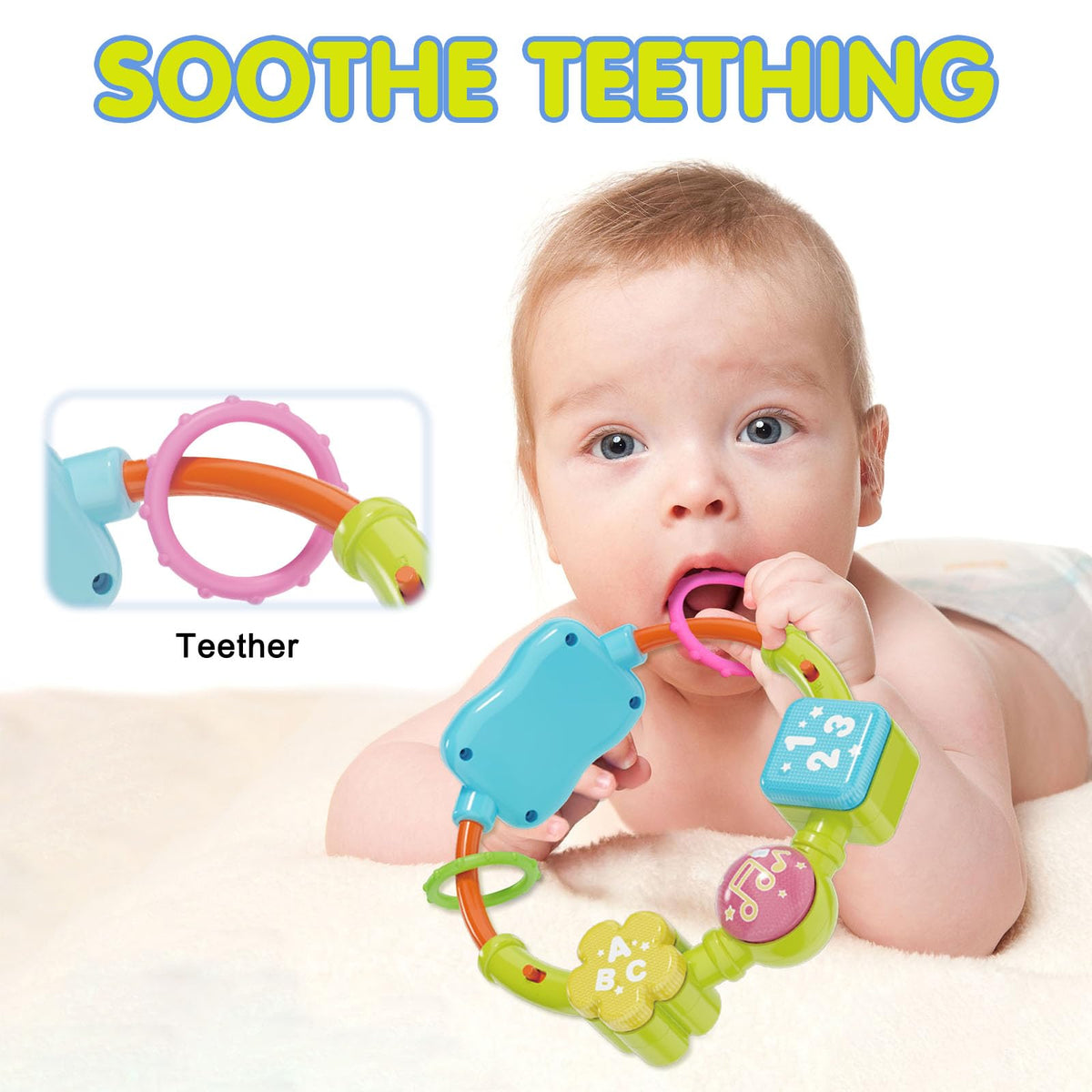 Ryotagift elephant toy includes crinkle textures and squeakers for tactile feedback