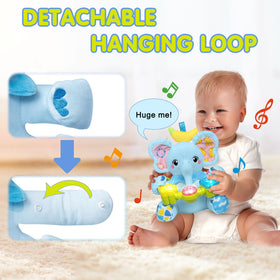 Ryotagift plush elephant features a detachable hanging loop for portable play