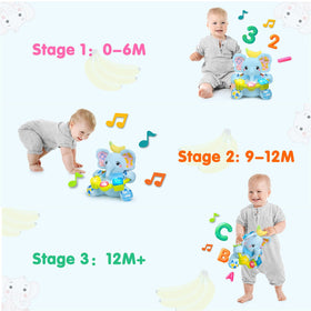 Ryotagift elephant toy shows letters and numbers through interactive buttons for early learning