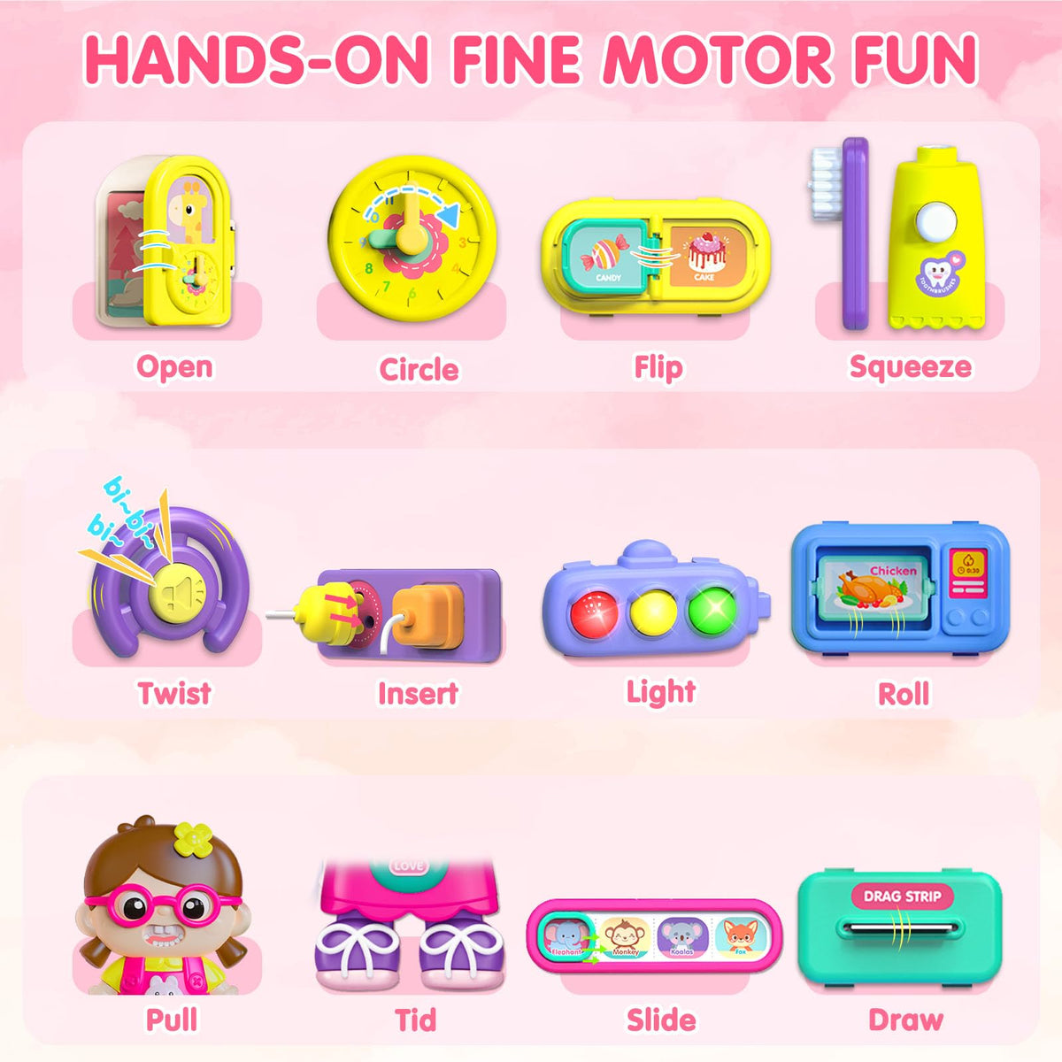 Ryotagift busy board light-up traffic signals for cause-and-effect learning