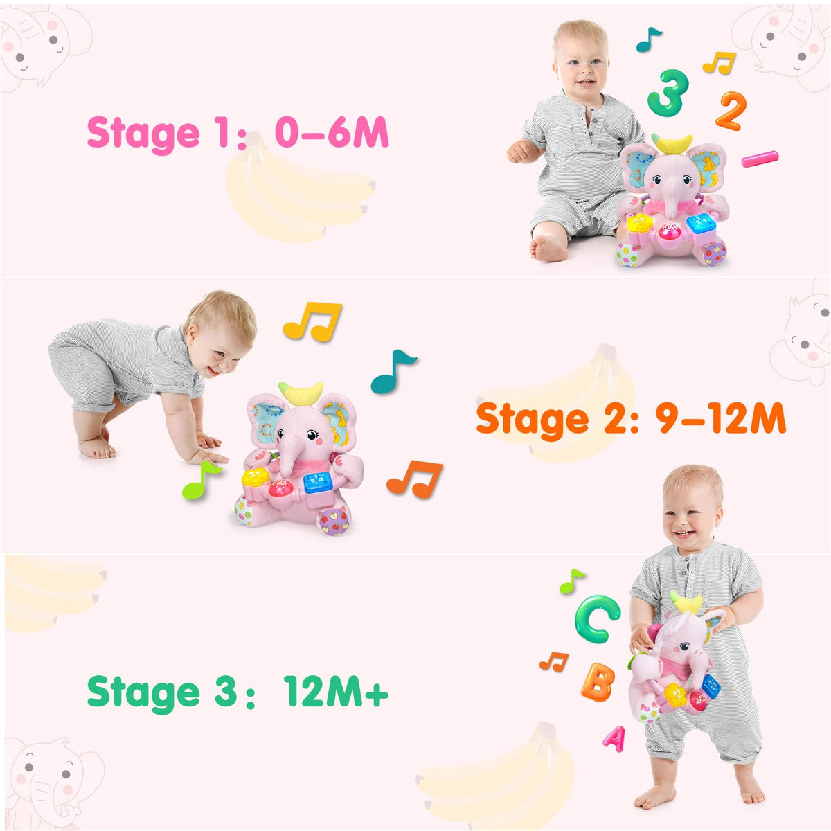 Ryotagift soft plush elephant is easy to wash and carry