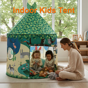 Ryssin foldable tent with carry bag for easy storage after play.