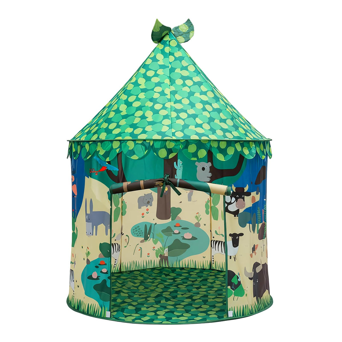 Ryssin forestgreen kids pop up tent with animals for imaginative indoor play.